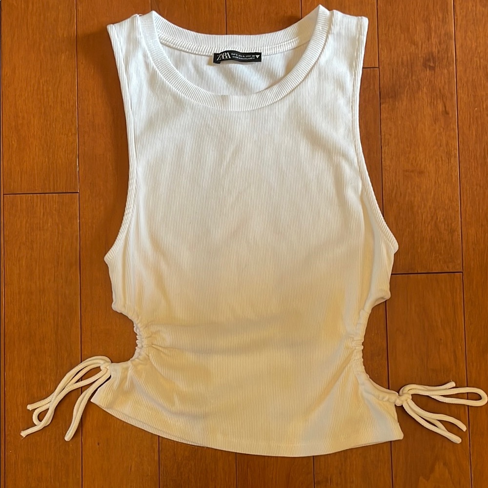 Zara White Sleeveless Top